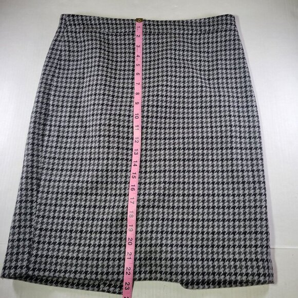J.Crew Woman Black/White Houndstooth Workwear Wool Blend Pencil Skirt Size 8 - Picture 6 of 7